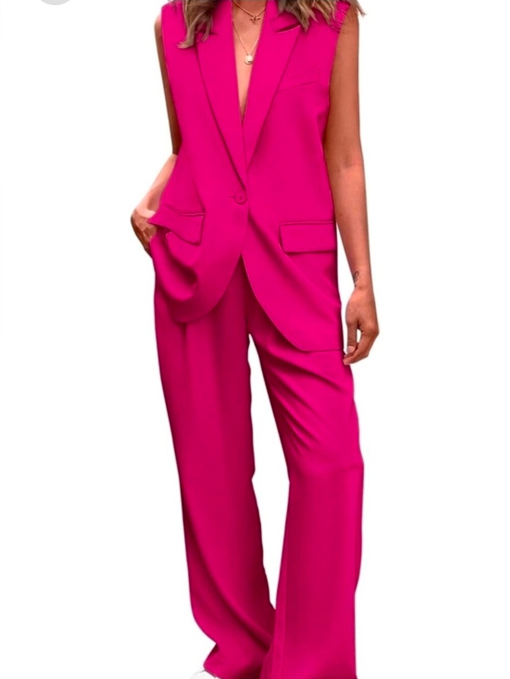 NWT-PrettyGarden Sleeveless Blazer & Wide-Leg Pants Set ($70 MSRP)